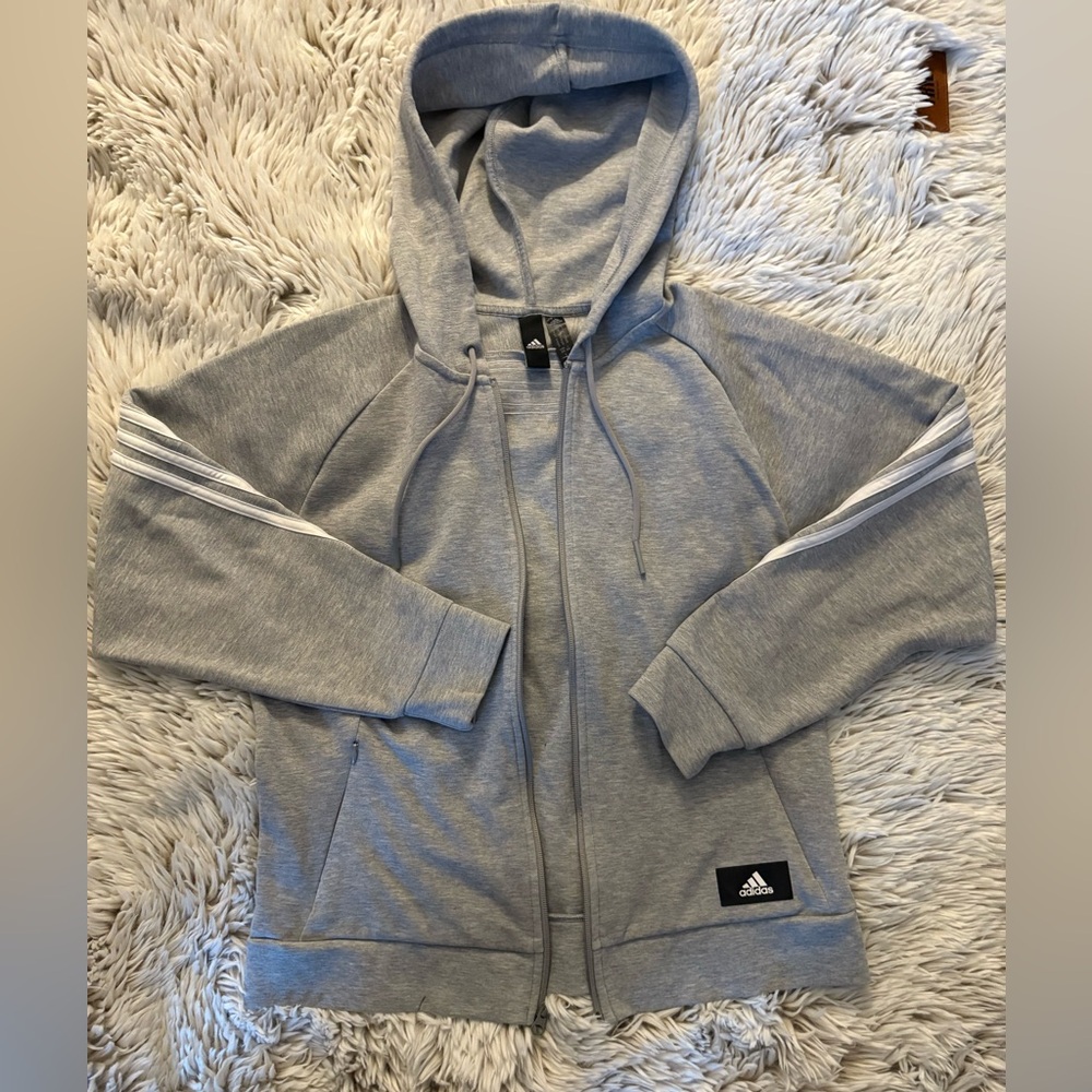 Adidas Gray Zip-Up Hoodie